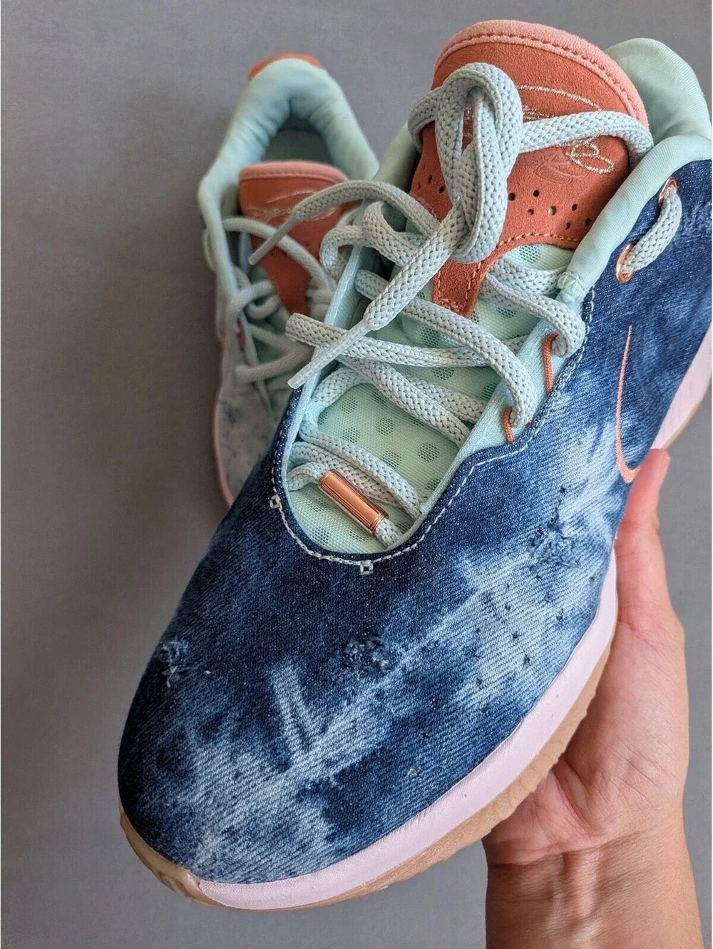 Nike Shoes Mens Size 9.5 Blue Air Zoom Denim Tie Dye Basketball Low Top Sneakers